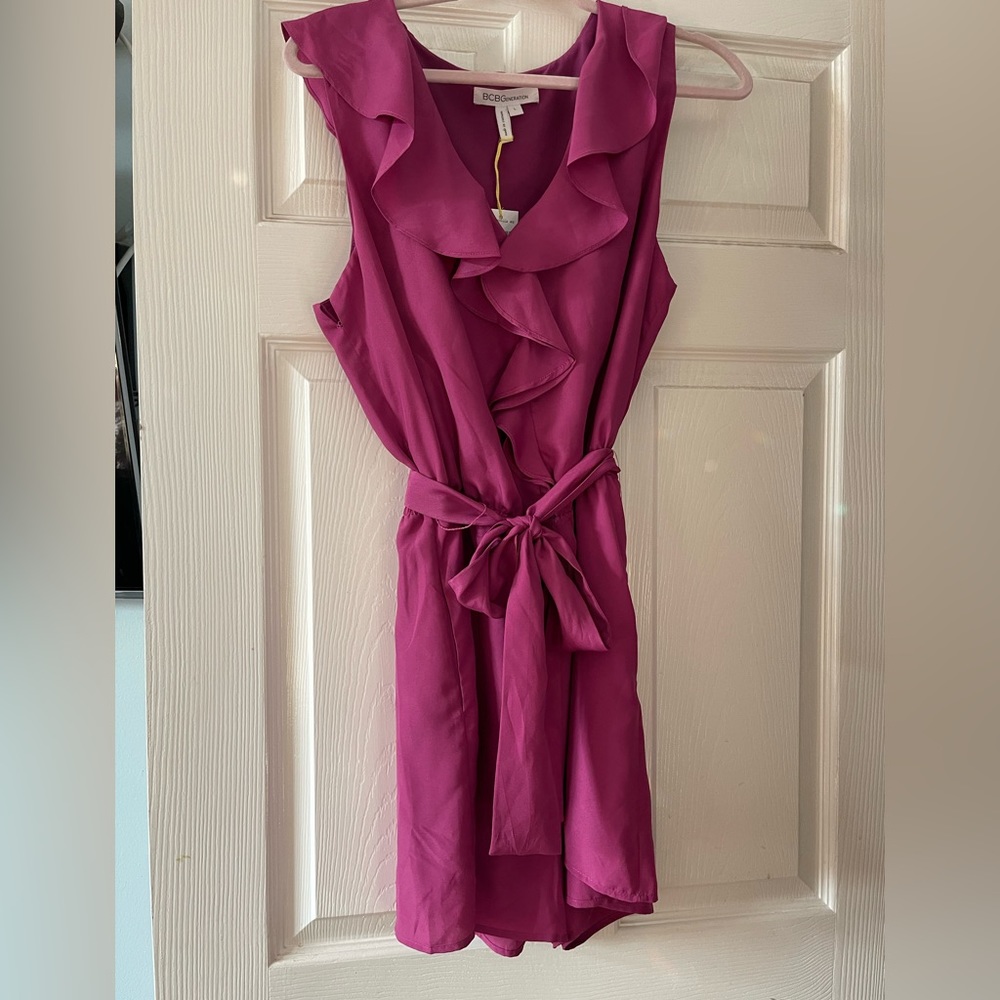 NWT BCBGeneration Romper- lined, Large, belt tie at waist.